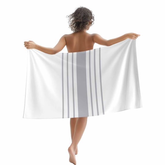 Beach Towel Grey Stripes Bath Pool Towels Vertical Striped Lines Absorbent Beach Towel Soft Large Quick Dry Lightweight Camping Travel Sports Yoga Gym Swim Towels for Adult 35x70 Inch