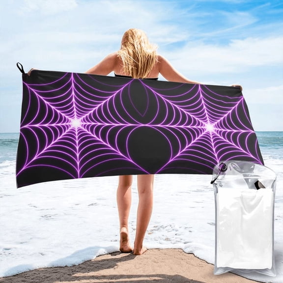 Beach Towel Halloween Spider Web Thin Sand Free Towels Travel Swim Pool Yoga Gym Camping for Women Men 27.5"x55"