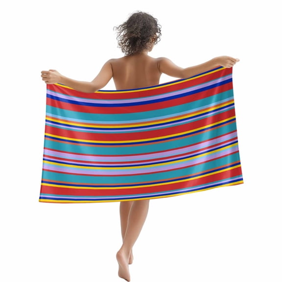 Beach Towel Mexican Serape Colorful Stripes Bath Pool Towels Boho Style Striped Absorbent Beach Towel Soft Large Quick Dry Lightweight Camping Travel Sports Yoga Gym Swim Towels for Adult 35x70 Inch