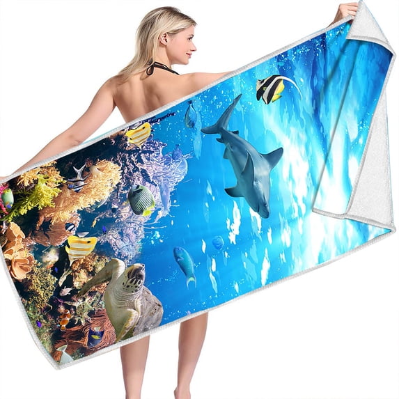 Beach Towel Microfiber Beach Towels Sand Free Quick Dry Lightweight Travel Towels Oversized Large Quick Cute Starfish Design 30×60 inch Beach Towels for Kids Women Men Pool Swim