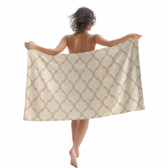 Beach Towel Moroccan Texture Bath Pool Towels Vintage Linen Absorbent Beach Towel Soft Large Quick Dry Lightweight Camping Travel Sports Yoga Gym Swim Towels for Adult 35x70 Inch