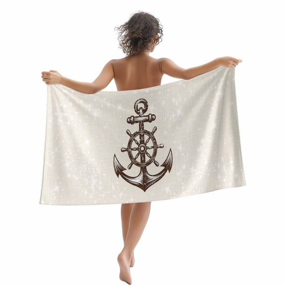 Beach Towel Nautical Anchorr Bath Pool Towels Linen Adventurous Spirit Absorbent Beach Towel Soft Large Quick Dry Lightweight Camping Travel Sports Yoga Gym Swim Towels for Adult 35x70 Inch