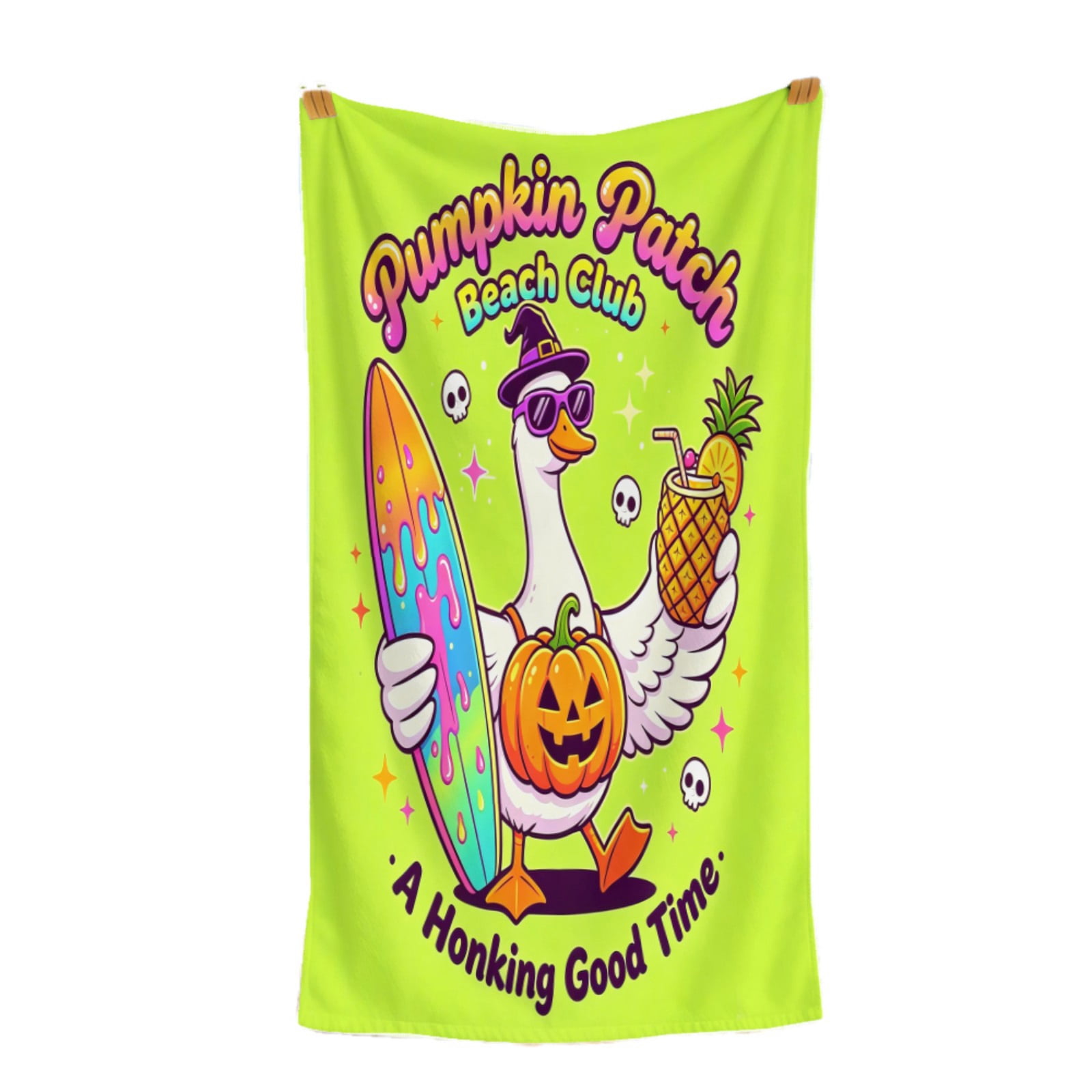 Beach Towel Neon Green Microfiber Single Funny Goose Halloween Print ...