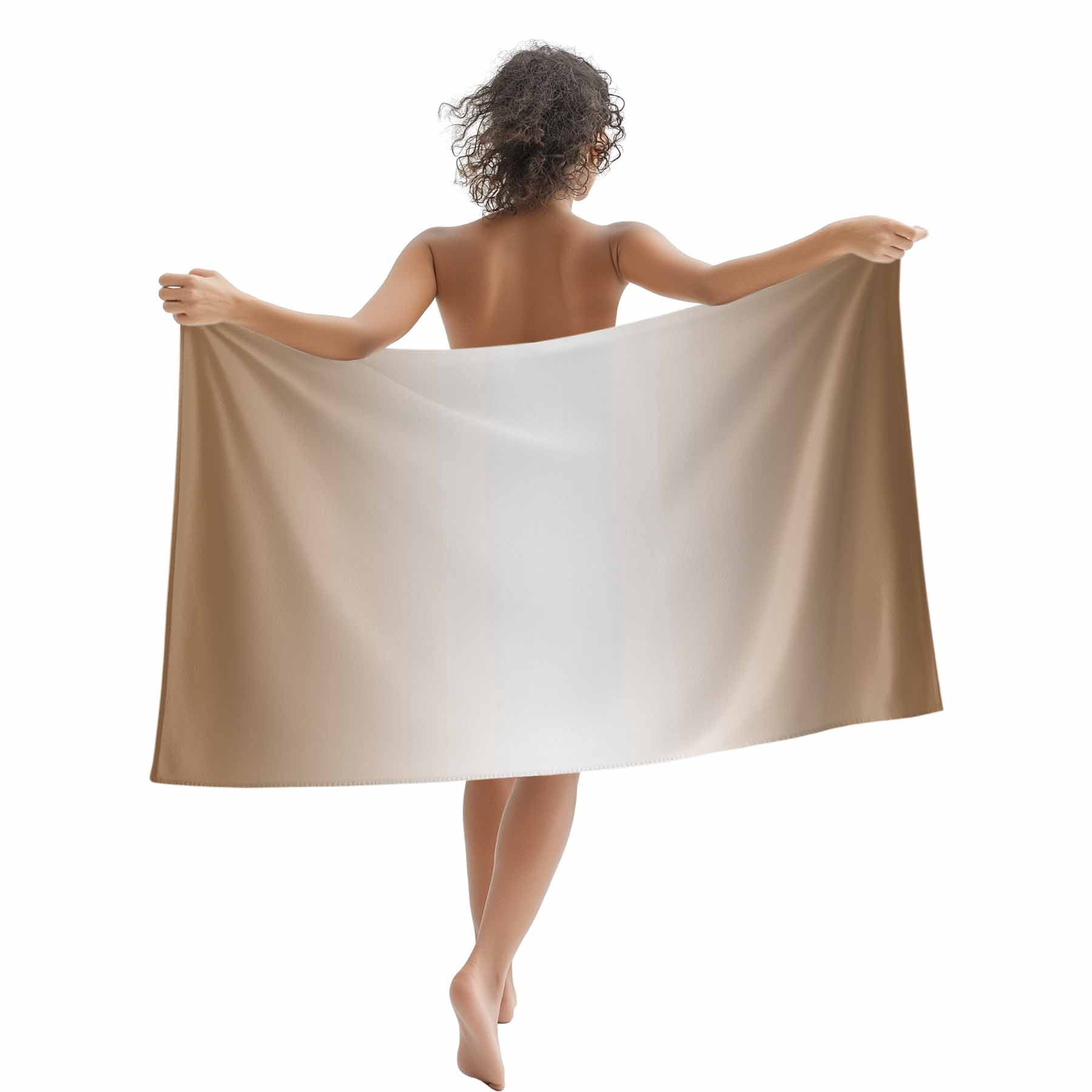 Beach Towel Ombre Beige Bath Pool Towels Gradient Color Absorbent Beach Towel Soft Large Quick Dry Lightweight Camping Travel Sports Yoga Gym Swim Towels for Adult 35x70 Inch