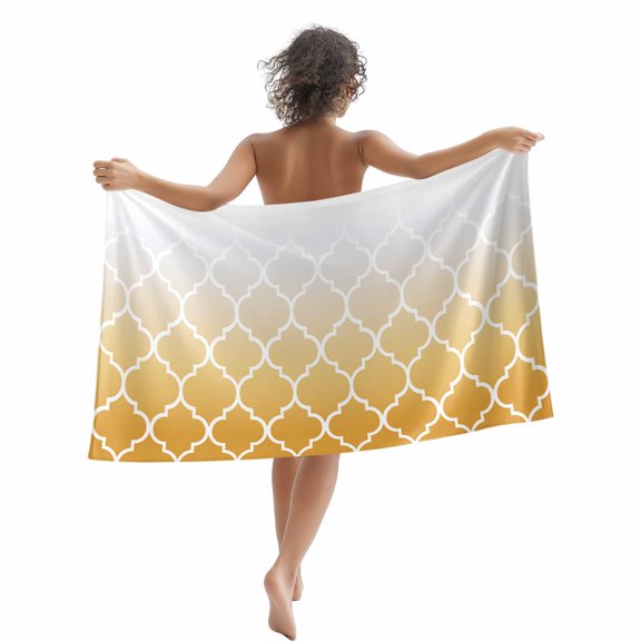 Beach Towel Orange Ombre Gradual Color Bath Pool Towels Morocco Pattern Absorbent Beach Towel Soft Large Quick Dry Lightweight Camping Travel Sports Yoga Gym Swim Towels for Adult 35x70 Inch