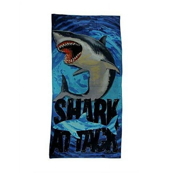 Beach Towel Oversize Bath Beach Pool Towels Cotton Velour Size 30x60, Shark Attack, Size: One Size