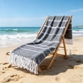 thumbnail image 1 of Beach Towel Oversized 40x71 Inch Absorbent Cotton Striped Turkish Towel with Tassels for Beach Pool and Summer Vacation, 1 of 6