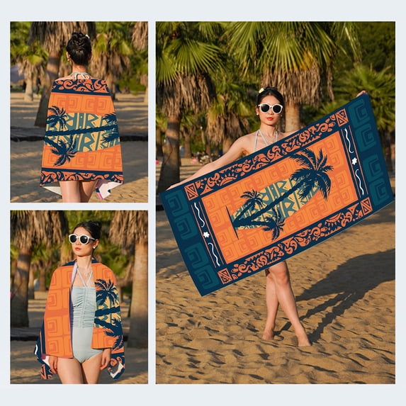 Beach Towel Oversized,Super Absorbent Sand Free Thick Microfiber Beach Towel (Skateboarding Coconut Tree, 27”x59“)