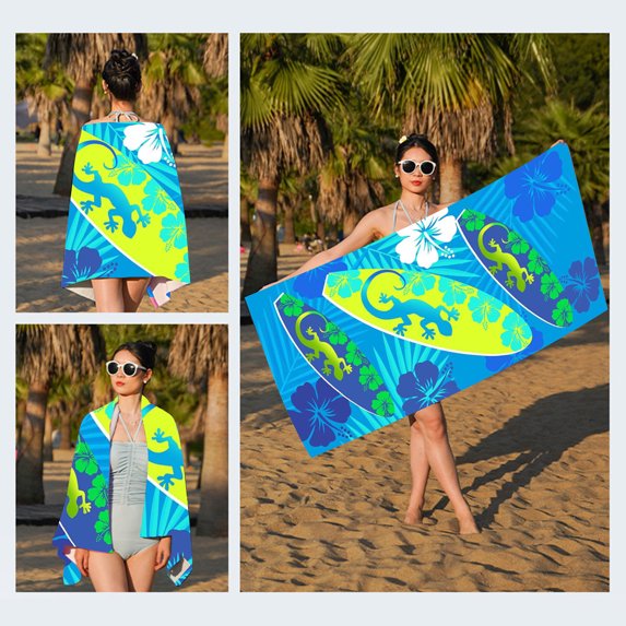 Beach Towel Oversized,Super Absorbent Sand Free Thick Microfiber Beach Towel (Skateboards and Flowers, 27”x59“)