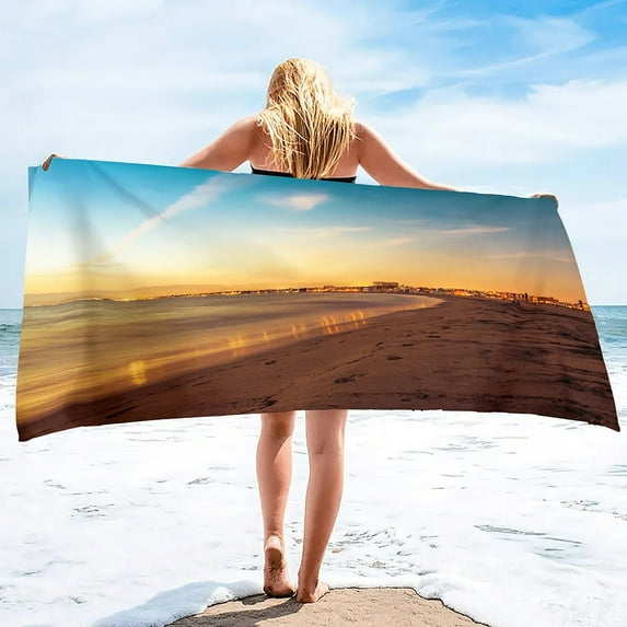 Beach Towel Oversized Thick Sand Free Microfiber Beach Towel Super Absorbent Tropical StarBeach Sunset Swim Beach Towels