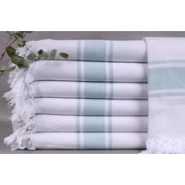 Beach Towel, Personalized Turkish Towel, White-Petrol Green Peshtemal, Striped Towel, 40x71 Inches Turkish Towel for Beach, Sauna Towel,