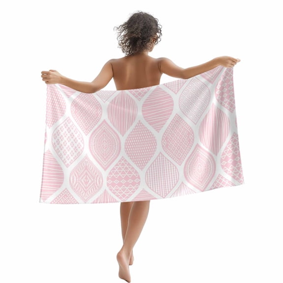 Beach Towel Pink Geometric Bath Pool Towels Abstract Moroccan Texture Absorbent Beach Towel Soft Large Quick Dry Lightweight Camping Travel Sports Yoga Gym Swim Towels for Adult 35x70 Inch