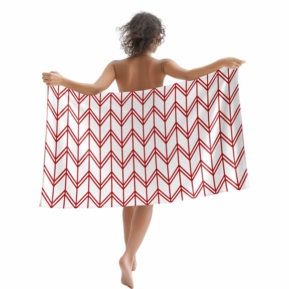 Beach Towel Pink Geometric Waves Bath Pool Towels Abstract Stripes Absorbent Beach Towel Soft Large Quick Dry Lightweight Camping Travel Sports Yoga Gym Swim Towels for Adult 35x70 Inch