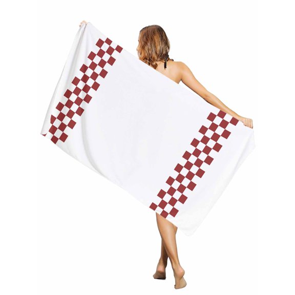 Beach Towel Red Check Plaid Bath Pool Towels Buffalo Farmhouse Style Pattern Absorbent Beach Towel Soft Large Quick Dry Lightweight Camping Travel Sports Yoga Gym Swim Towels for Adult 30x60 Inch