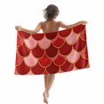 thumbnail image 1 of Beach Towel Red Fish Scales Bath Pool Towels Ombre Fish Tail Absorbent Beach Towel Soft Large Quick Dry Lightweight Camping Travel Sports Yoga Gym Swim Towels for Adult 35x70 Inch, 1 of 9