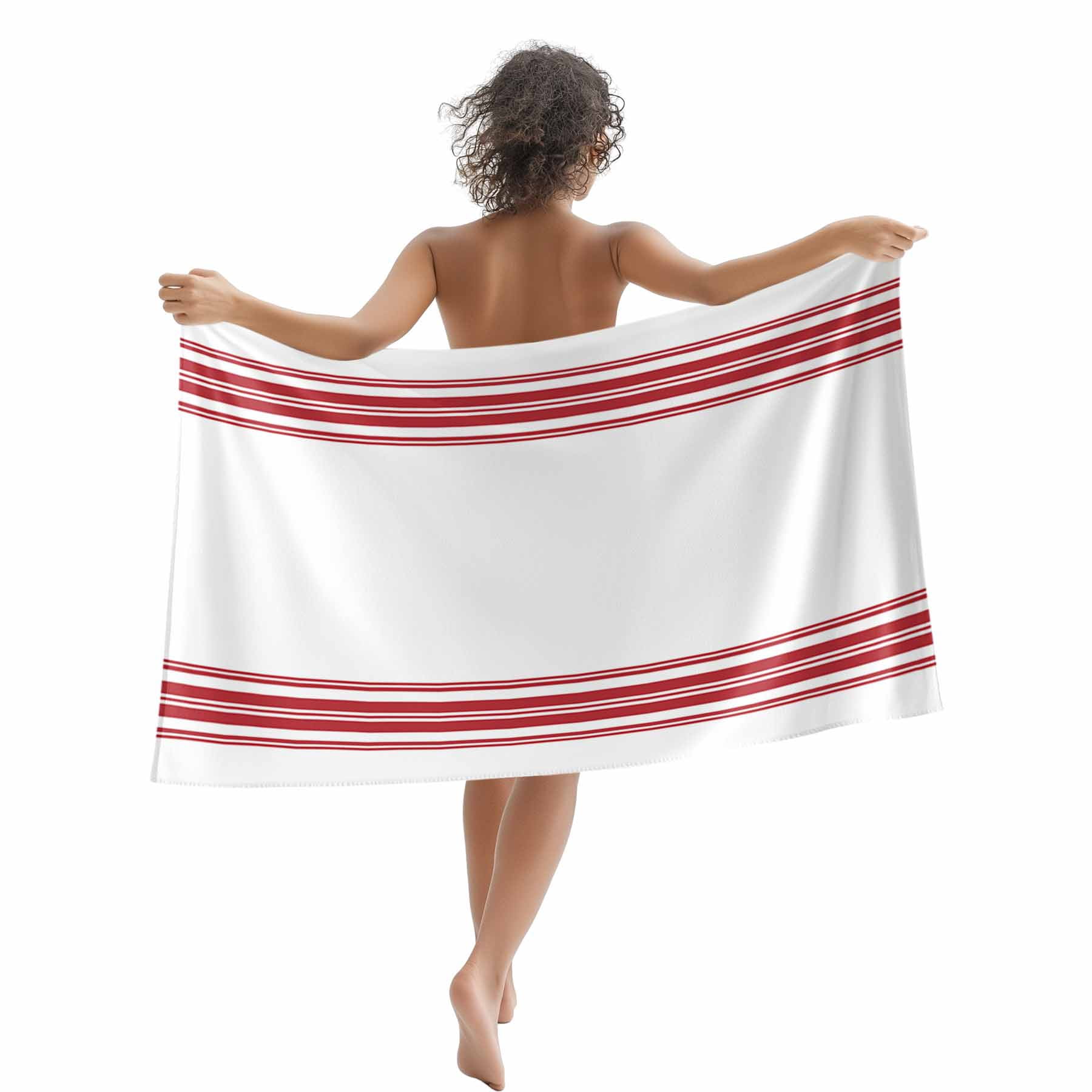 Beach Towel Red Ticking Vertically Stripe Bath Pool Towels Simple Style White Absorbent Beach Towel Soft Large Quick Dry Lightweight Camping Travel Sports Yoga Gym Swim Towels for Adult 35x70 Inch
