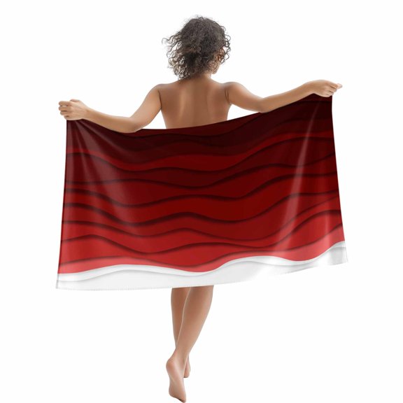 Beach Towel Red Waves Bath Pool Towels Abstract Beach Spray Absorbent Beach Towel Soft Large Quick Dry Lightweight Camping Travel Sports Yoga Gym Swim Towels for Adult 35x70 Inch