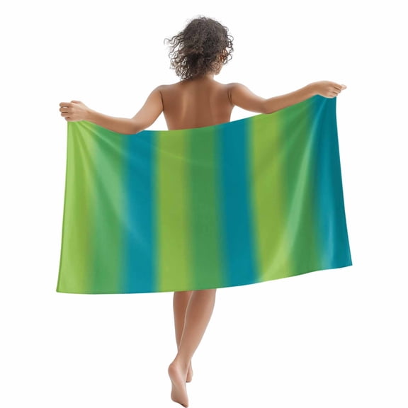 Beach Towel Sage Green Blue Bath Pool Towels Gradient Color Stripe Absorbent Beach Towel Soft Large Quick Dry Lightweight Camping Travel Sports Yoga Gym Swim Towels for Adult 35x70 Inch