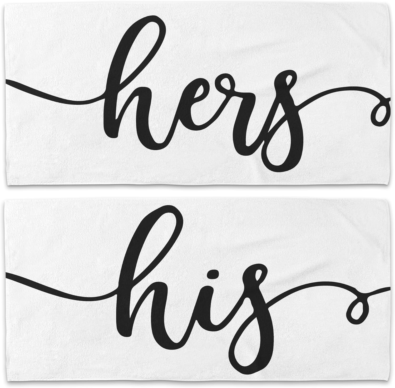 Hers and His Beach Towel Set of 2, Honeymoon Wedding Beach Towels Gifts for Newlywed Couple Bride Groom Valentine's Day, Black and White Beach Towels Oversized Decor for Bathroom 30x60 in