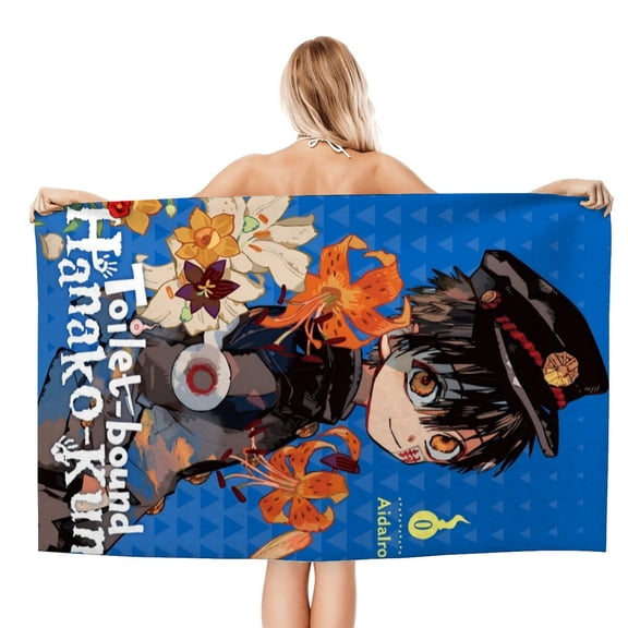 Beach Towel Toilet-bound Hanako-kun, 29x58 inches Oversized Microfiber, Soft, Quick Dry, Sand Free, Ideal for Bath, Pool, Travel, Gifts for Men, Boys, Teens