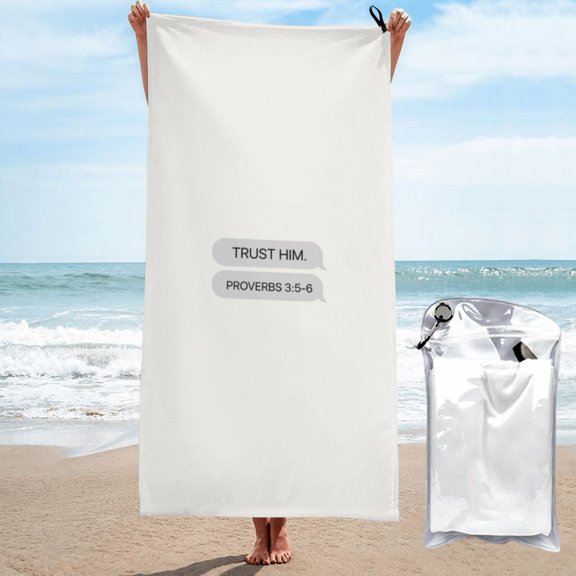 Beach Towel Trust Him Proverbs 3:5-6 Towel Decor Stuff Quick Dry Super Absorbent Towel Oversized Sand Free Towel Women Men 27.5"X55"