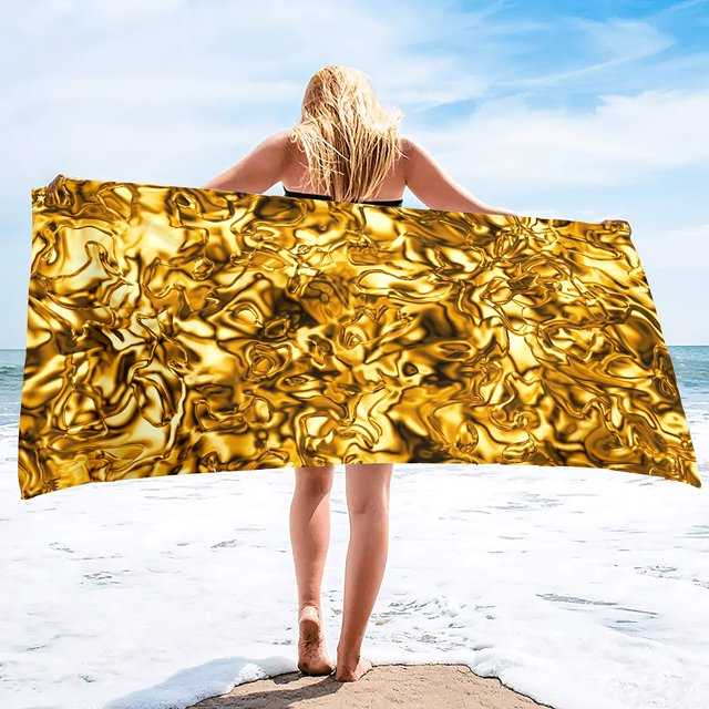 Beach Towel Vintage Gold Bath Towel Oversized Sand Free Beach Towel