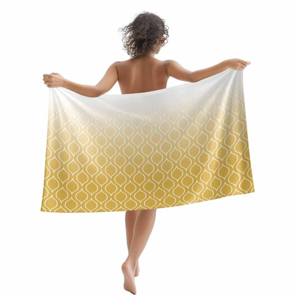 Beach Towel Yellow Morocco Bath Pool Towels Ombre Geometric Lines Pattern Absorbent Beach Towel Soft Large Quick Dry Lightweight Camping Travel Sports Yoga Gym Swim Towels for Adult 35x70 Inch