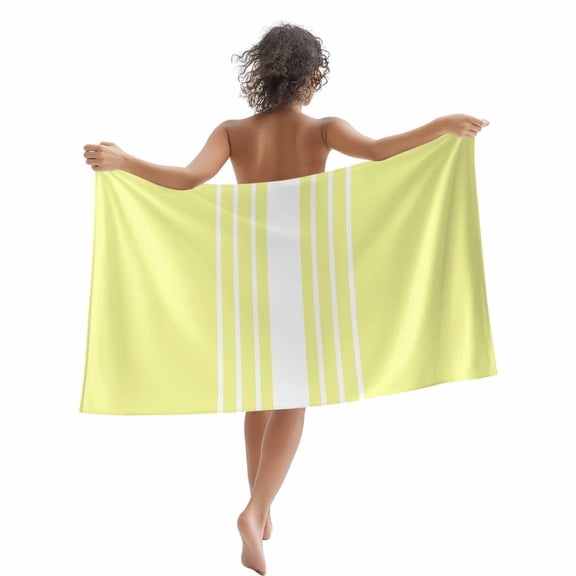 Beach Towel Yellow Vertical Stripes Bath Pool Towels Classic Striped Absorbent Beach Towel Soft Large Quick Dry Lightweight Camping Travel Sports Yoga Gym Swim Towels for Adult 35x70 Inch