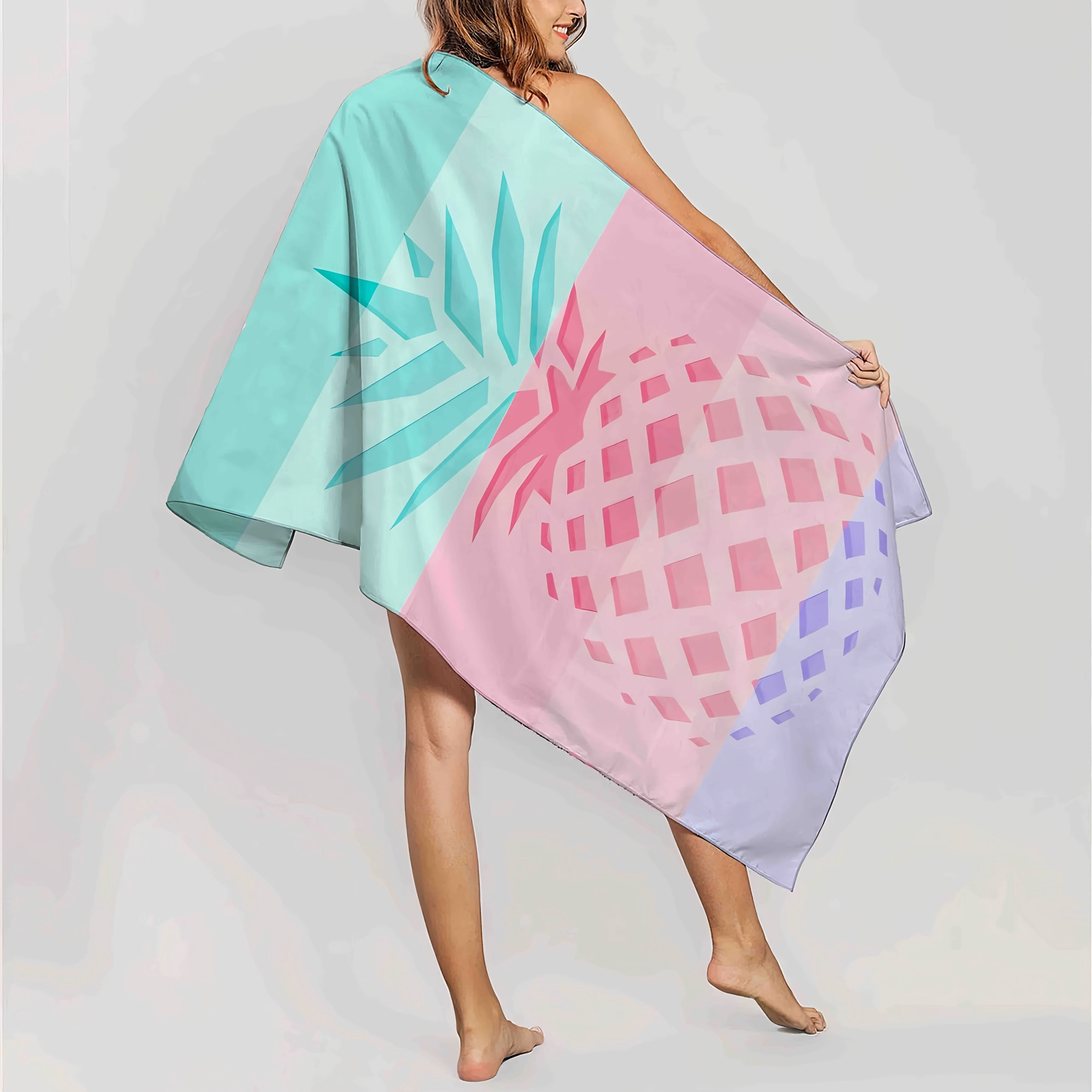 Beach Towel with Gradient Pineapple Pattern, Quick-Dry Lightweight ...