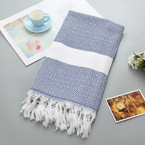 Beach Towels Cotton Absorbent Large Size Bath Towel European And American Knitted Striped Fringed Turkish Sand on Clearance