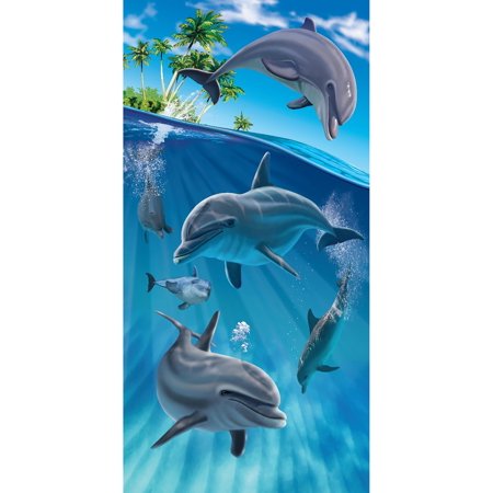 Beach Towels Oversize Bath Beach Pool Towel Cotton Velour Size 30x60, Dolphins Island, Size: One Size