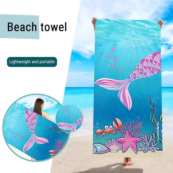 Beach Towels Oversized Super Absorbent Quick Dry 27.55×59.05 Inch Large Beach Blanket Sandproof Colorful Pattern Multi-Purpose Microfiber Beach Towel for Travel Swimming Pool Camping