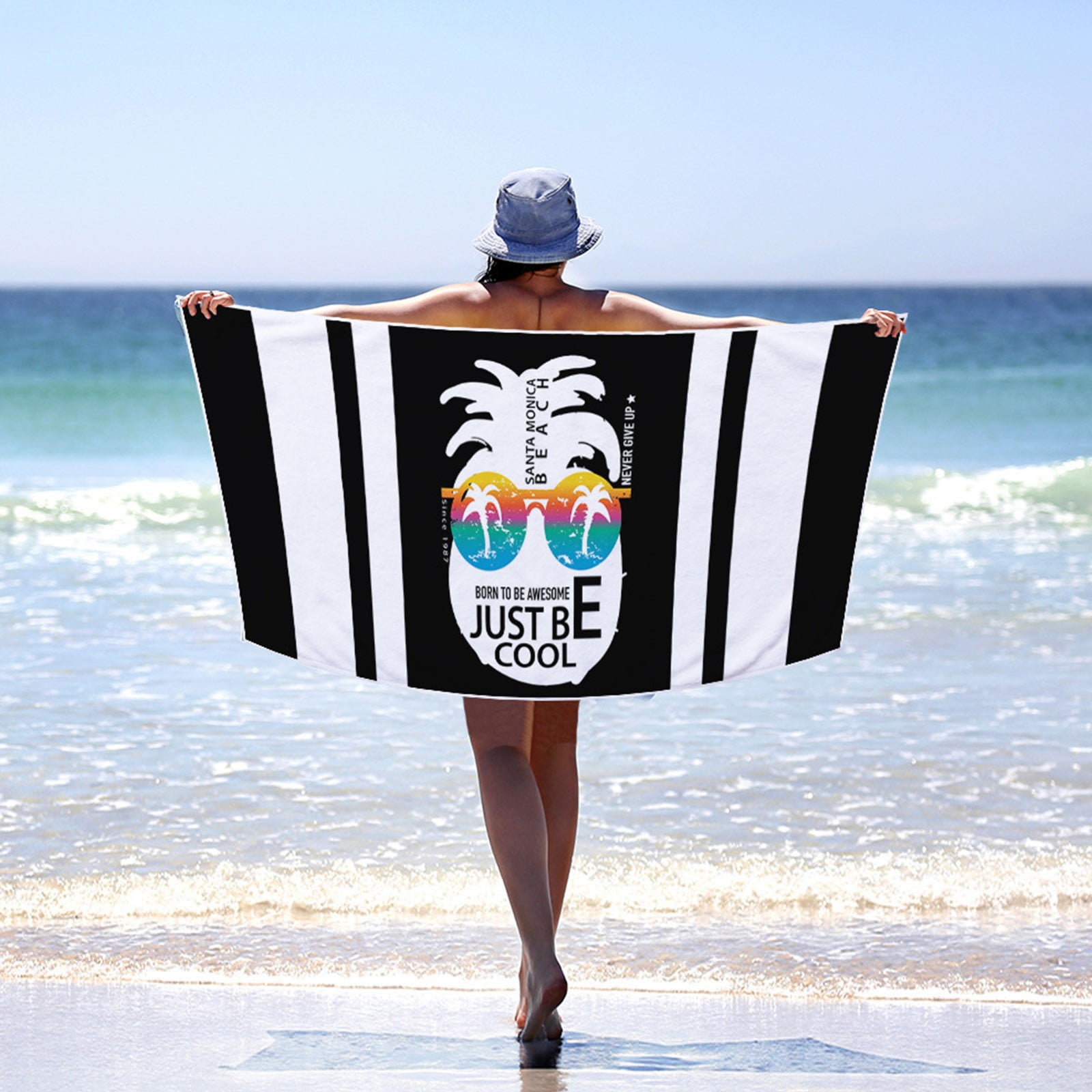 Beach Towels Rectangular Bath Towel Custom Summer Pineapple Print Beach