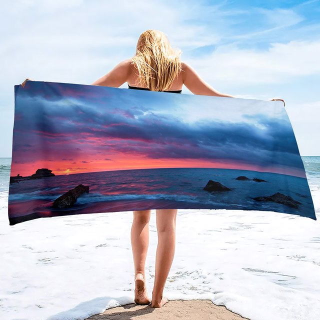 Beach Towels Sea Ocean Wave Summer Bathroom Towel Ultra Soft Absorbent