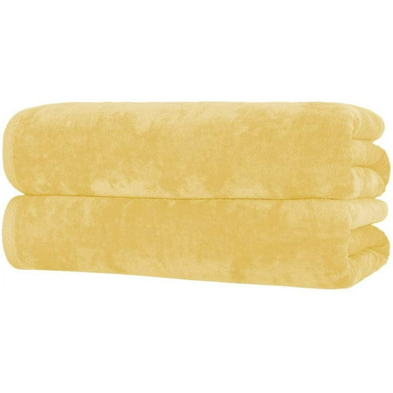 Beach Towels Terry Velour 30x60 2-Pack (Sunshine Yellow PMS-137C) 11.0 Lbs per Doz 100% Cotton