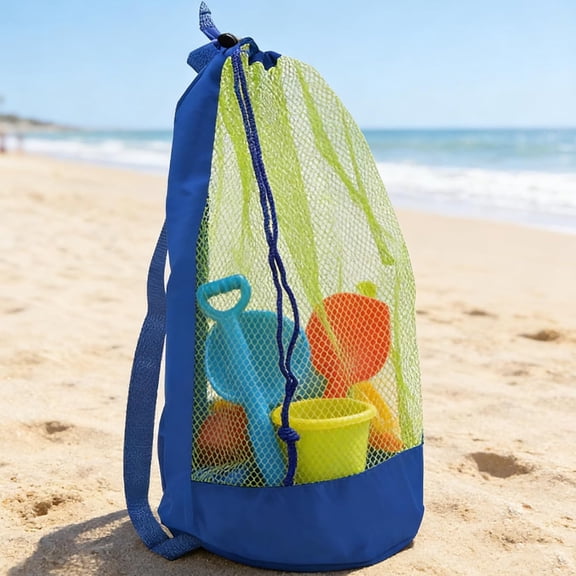 Beach Toy Bag Mesh Beach Toy Bag Vacation Essentials for Kids Durable Away Drawstring Haves Sand Box Toys Seashell Bags