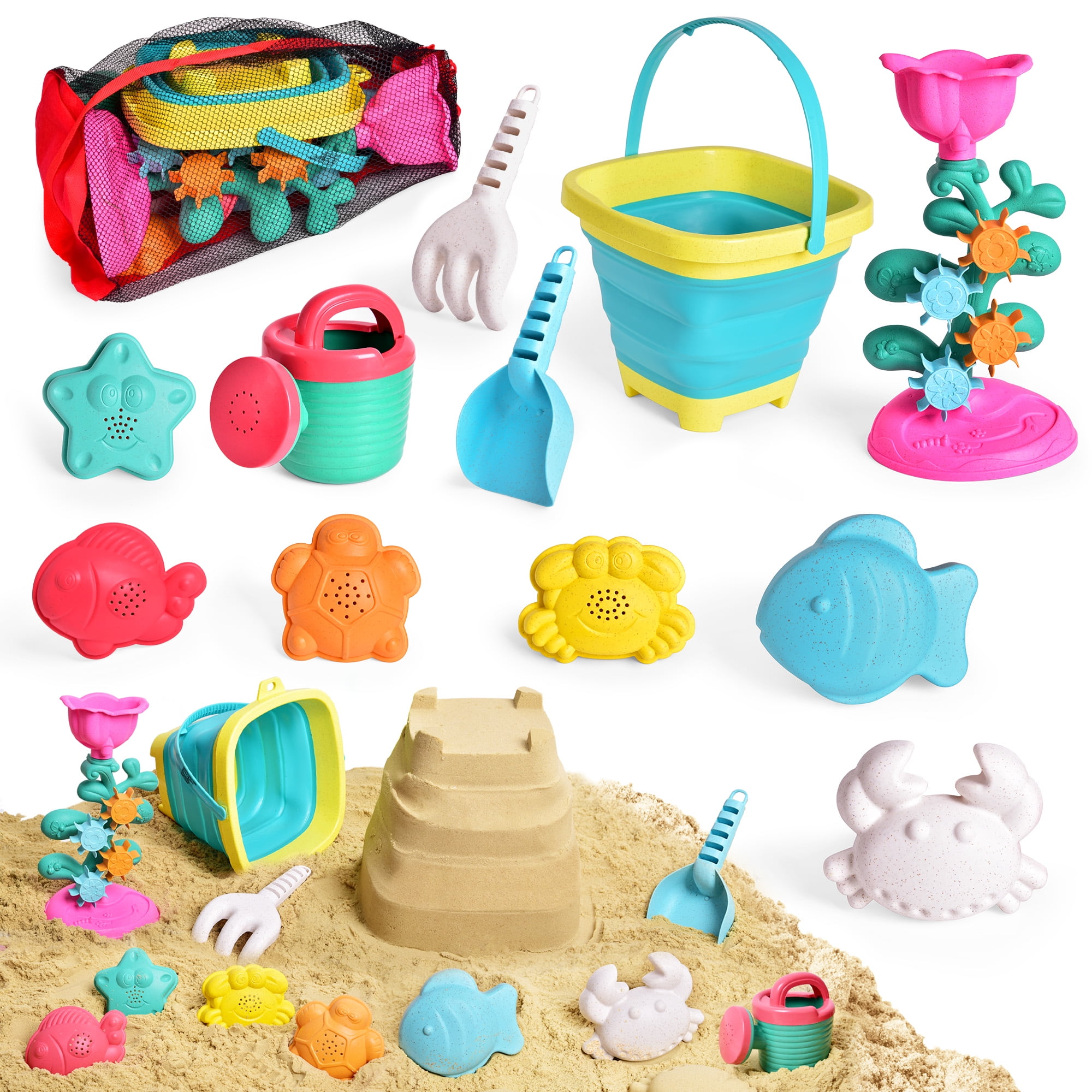 Out2Sea 12 Pcs Playa Juguetes de Arena Set con Cubo Dominican