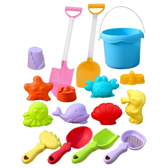Beach Toys, 16 Piece Sand Toys Set Kids Sandbox Toys Includes Water Wheel Beach Tool Kit Bucket Watering Can Molds with Mesh Bag for Kids Ages 3-13