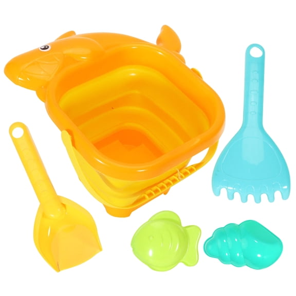 Beach Toys for Kids, Farm Sand Toys with Collapsible Buckets Rake & Shovel Set, Sand Molds and Mesh Bag, Sandcastle Building Kit Travel Beach Toys for Ages 4-8
