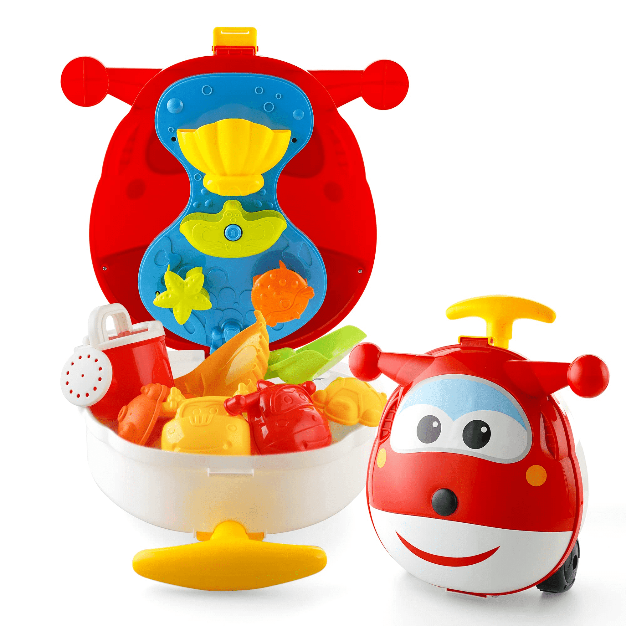 Super Wings Beach Toys for Kids 3 10 10 PCS Set with Shovel Rake Watering Can Collecting Suitcase Beach Sand Toy Kids Outdoor Toys Snow Toys for Kids Boys Girls Walmart
