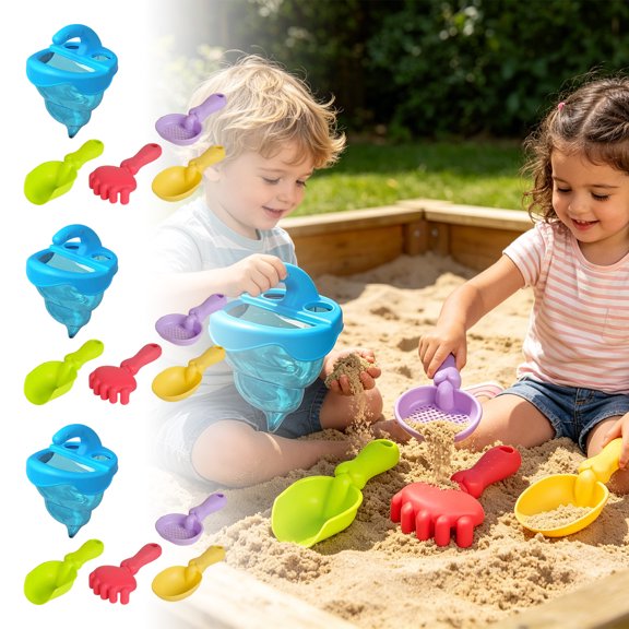 Beach Toys Set Beach Essentials Beach Toys for Kids 3-10 Lightweight Portable Castle Building Kit with Bucket Shovel Rake Mold Tools Safe BPA-Free Plastic for Beach Pool Sandbox Backyard,F