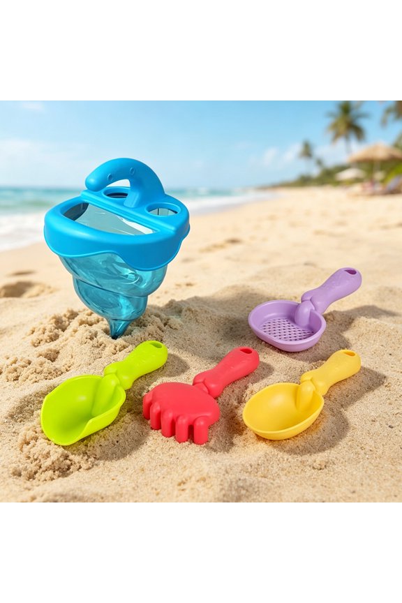 Beach Toys Set Sand Spilling Funnel with Shovel Rake Sifter Sand Spoon Outdoor Sandbox Toys for Pool Backyard Summer Activities