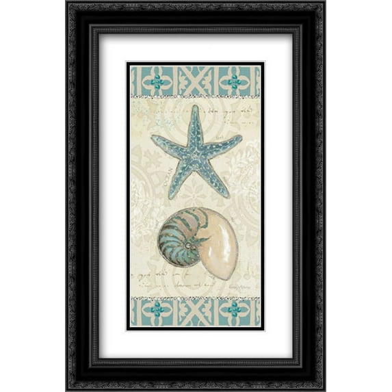 Beach Treasures I 2x Matted 16x24 Black Ornate Framed Art Print by Adams, Emily