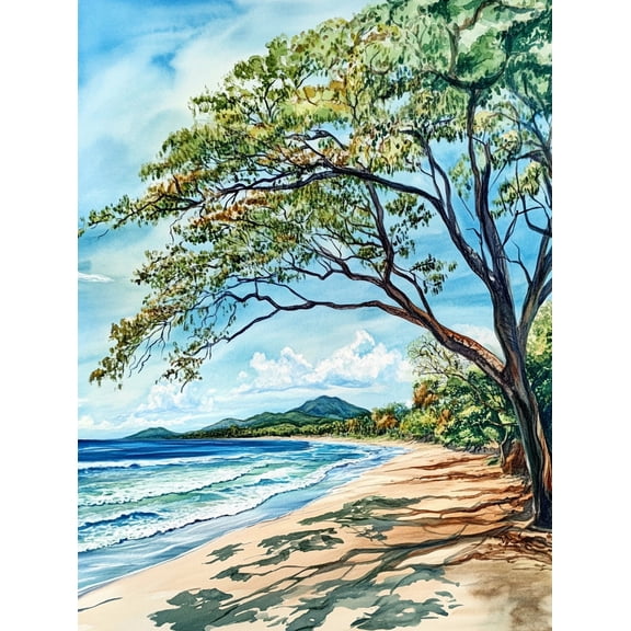 Beach Tree Shadow Canvas Art Print/Wall ArtSuitable for Living RoomBathroomOfficeHotel Decoration.