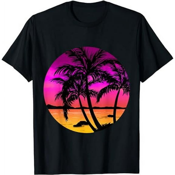 Beach Trees Retro Palm Summer Tropical Island Girls Gift T-Shirt