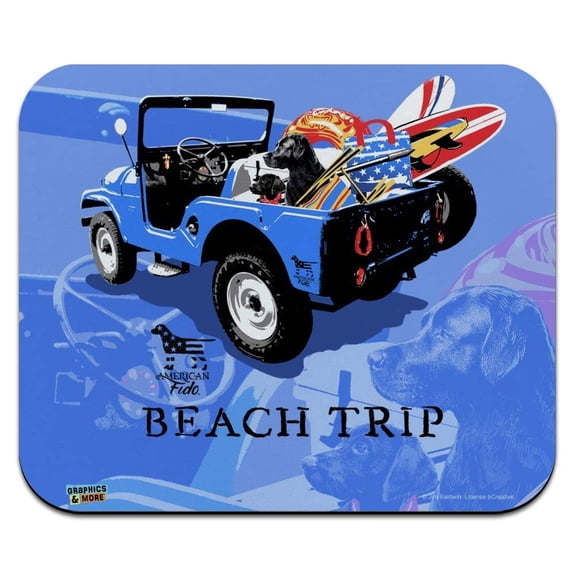 Beach Trip Surfing Surfer Dogs Low Profile Thin Mouse Pad Mousepad