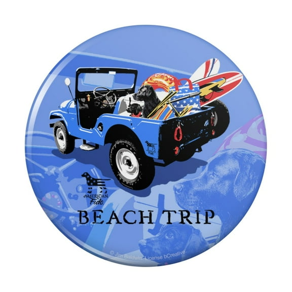 Beach Trip Surfing Surfer Dogs Pinback Button Pin