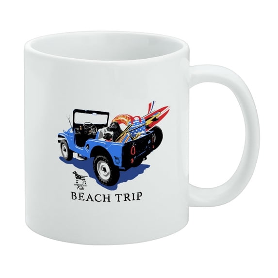 Beach Trip Surfing Surfer Dogs White Mug