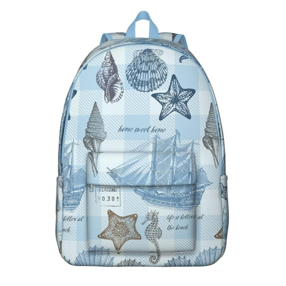 Beach Tropical Summer Compass Travel Backpack – Lightweight Student Backpack with Nautical Marine Print, Comfortable Carrying, and Anti-theft Features for Daily Use and Short Trips