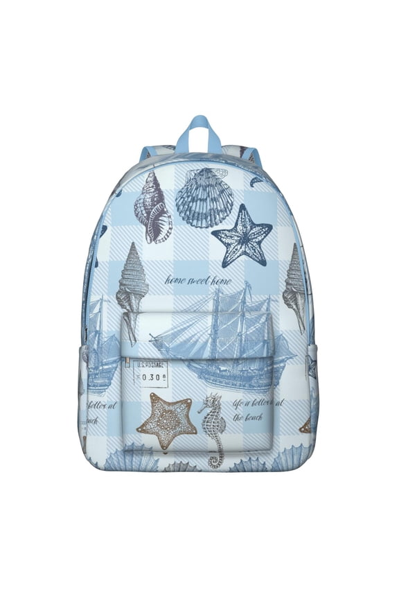 Beach Tropical Summer Compass Travel Backpack – Lightweight Student Backpack with Nautical Marine Print, Comfortable Carrying, and Anti-theft Features for Daily Use and Short Trips
